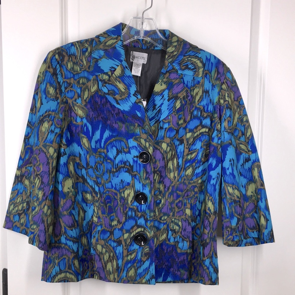 NWT Chico’s 0 Jacket Blue purple green or black S